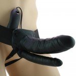 Полый страпон для двойного проникновения с вибрацией Lux Fetish - чёрный - 15 см и 14 см Полый страпон для двойного проникновения с вибрацией Lux Fetish - чёрный - 15 см и 14 см