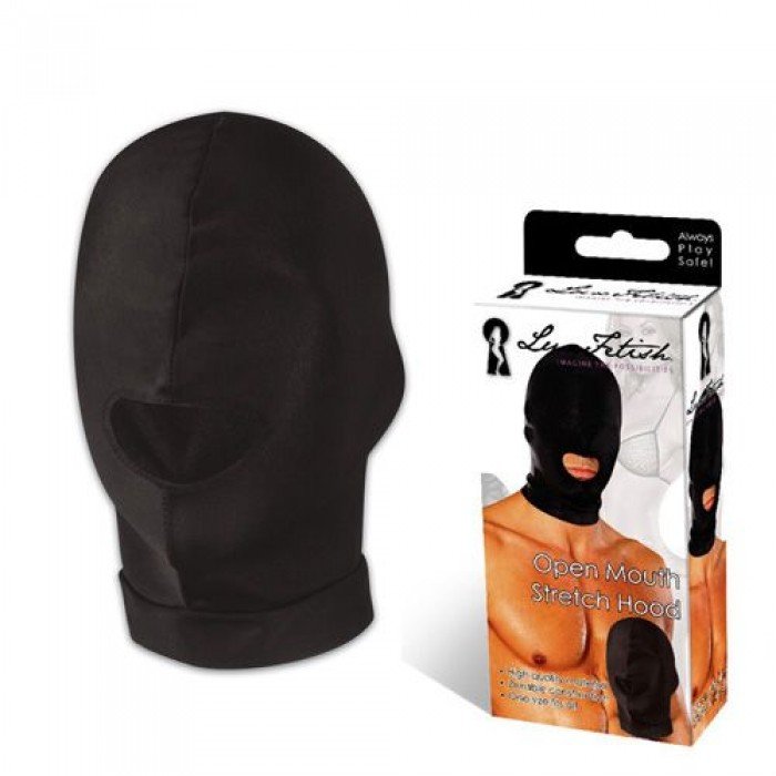 Эластичная маска на голову с прорезью для рта Stretch Hood - черная