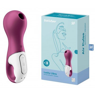 Вакуум-волновой стимулятор клитора с вибрацией Satisfyer Lucky Libra - фиолетово-белый