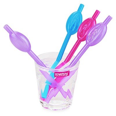 Набор разноцветных трубочек для напитков в виде вагины Pussy Straws - 9 шт