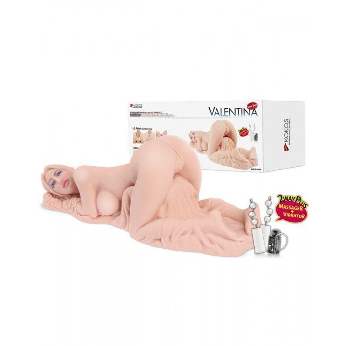 Мастурбатор мини-кукла в виде девушки KOKOS Valentina+ DL с тремя любовными отверстиями, вибрацией и двойным слоем материала - телесный - 50 см Мастурбатор мини-кукла в виде девушки KOKOS Valentina+ DL с тремя любовными отверстиями, вибрацией и двойным слоем материала - телесный - 50 см