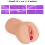 Мастурбатор вагина с вибрацией Kokos Bellana с богатым насыщенным внутренним рельефом - телесный - 17 см