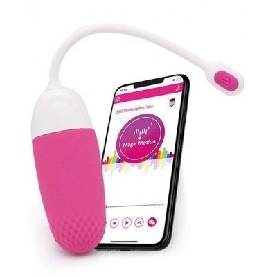 Мощное виброяйцо Magic Motion - Magic Vini с возможностью управления через смартфон - розово-белое
