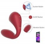 Вакуумно-волновой стимулятор клитора с гибким вагинальным вибратором Magic Motion Bobi с управлением со смартфона - красный - 20,5 см