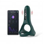 Двойное эрекционное виброкольцо на пенис и мошонку Magic Motion Magic Rise с возможностью управления через приложение - зелёное