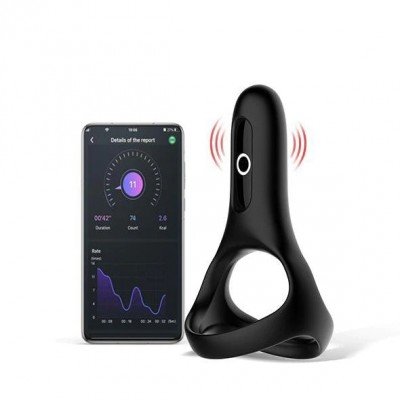 Двойное эрекционное виброкольцо на пенис и мошонку Magic Motion Magic Rise с возможностью управления через приложение - чёрное
