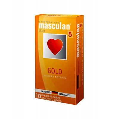 Презервативы латексные Masculan Ultra 5 - Gold с золотым напылением и ароматом ванили - 10 шт