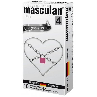 Презервативы латексные утолщенные 0,09 мм Masculan Ultra 4 - Ultra Safe Black - чёрные - 10 шт