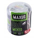 Латексные презервативы в банке + кейс микс-набор MAXUS Mixed - 15 шт