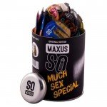 Латексные точечно-ребристые презервативы в тубусе + кейс MAXUS SO MACH SEX Special - 100 шт