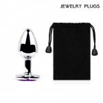 Средняя металлическая анальная пробка Jewelry Plugs серебристая с фиолетовым кристаллом сердцем - 8 cм Средняя металлическая анальная пробка Jewelry Plugs серебристая с фиолетовым кристаллом сердцем - 8 cм
