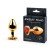 Средняя металлическая анальная пробка Jewelry Plugs золотистая с красным кристаллом сердцем - 8 cм