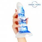 Фантастический снежный фаллоимитатор Magic Hero с рельефной поверхностью - 20 см