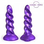 Фантастический фиолетовый фаллоимитатор Magic Hero спиралевидной формы - 23 см
