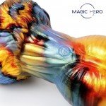 Фантастический фаллоимитатор с вибрацией и функцией возвратно-поступательных движений Magic Hero с пультом ДУ - золотой - 26 см