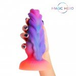 Фантастический светящийся в темноте фаллоимитатор Magic Hero с толстым и рельефным стволом - 20 см