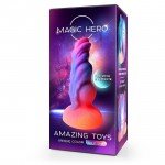 Фантастический светящийся в темноте фаллоимитатор Magic Hero с толстым и рельефным стволом - 20 см