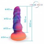 Фантастический светящийся в темноте фаллоимитатор Magic Hero с толстым и рельефным стволом - 20 см