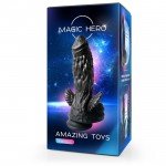 Фантастический чёрный фаллоимитатор Magic Hero с рельефной поверхностью и крылышками - 22 см Фантастический чёрный фаллоимитатор Magic Hero с рельефной поверхностью и крылышками - 22 см