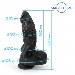 Фантастический чёрный фаллоимитатор Magic Hero с рельефной поверхностью и крылышками - 22 см Фантастический чёрный фаллоимитатор Magic Hero с рельефной поверхностью и крылышками - 22 см