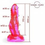 Фантастический красный фаллоимитатор Magic Hero с рельефным стволом с чешуйками - 20 см Фантастический красный фаллоимитатор Magic Hero с рельефным стволом с чешуйками - 20 см