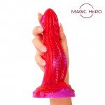Фантастический красный фаллоимитатор Magic Hero с рельефным стволом с чешуйками - 20 см Фантастический красный фаллоимитатор Magic Hero с рельефным стволом с чешуйками - 20 см