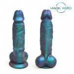 Гнущийся фэнтезийный фаллоимитатор Magic Hero с перламутровым блеском на присоске - синий - 17 см Гнущийся фэнтезийный фаллоимитатор Magic Hero с перламутровым блеском на присоске - синий - 17 см