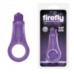 Эрекционное виброкольцо светящееся в темноте Firefly Couples Ring с щеточкой для клитора - фиолетовое