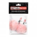 Зажимы для сосков с меховыми помпонами NoTabu Domination and Submission - розовые Зажимы для сосков с меховыми помпонами NoTabu Domination and Submission - розовые