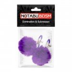 Зажимы для сосков с меховыми помпонами NoTabu Domination and Submission - фиолетовые