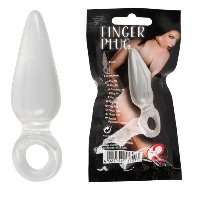 Анальная пробка с ограничительным колечком на пальчик Finger Plug - 9,5 см