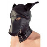 Шлем-маска Dog Mask в виде морды собаки из мягкой кожи - чёрная
