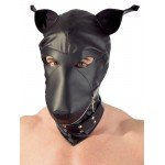 Шлем-маска Dog Mask в виде морды собаки из мягкой кожи - чёрная