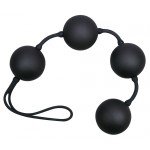 Анальные силиконовые шарики Velvet Black Balls на сцепке - чёрные - 24 см