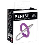 Уретральный стимулятор с силиконовым кольцом под головку Penis Plug - серебристый - 6,5 см
