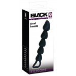 Анальная силиконовая цепочка с 5 шариками в форме сердечек Velvet Black Anal beads - чёрная - 18,5 см