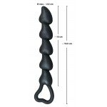 Анальная силиконовая цепочка с 5 шариками в форме сердечек Velvet Black Anal beads - чёрная - 18,5 см