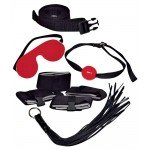 Набор для БДСМ-развлечений Bad Kitty Fesselset из 7 предметов - чёрно-красный
