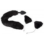 Набор игровой Bad Kitty Pet Play: анальная пробка с хвостом и ушки - чёрный Набор игровой Bad Kitty Pet Play: анальная пробка с хвостом и ушки - чёрный