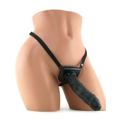 Страпон-система с гибким стимулятором Posable Partner Strap-O - черный - 17,8 см