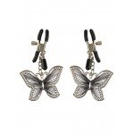 Зажимы на соски с бабочками Butterfly Nipple Clamps - серебристые