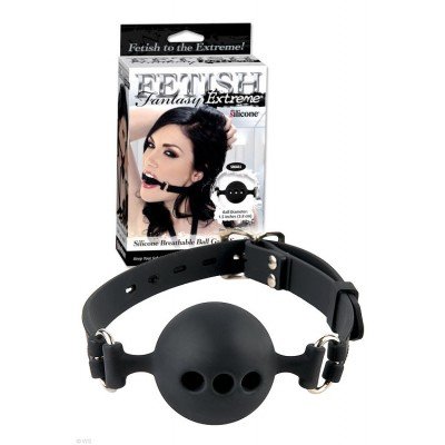 Силиконовый кляп с отверстиями для дыхания Silicone Breathable Ball Gag - Small - чёрный