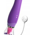 Двусторонний вибростимулятор с помпой и подвижным язычком Fantasy For Her Her Ultimate Pleasure - фиолетовый - 25 см