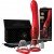 Двусторонний вибростимулятор с помпой и подвижным язычком Ultimate Pleasure 24K Gold - Luxury Edition - красный - 25 см