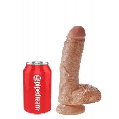 Реалистичный фаллоимитатор на присоске с мошонкой King Cock 8