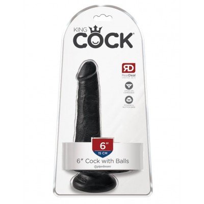 Фаллоимитатор реалистик на присоске с мошонкой King Cock 6