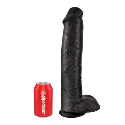 Фаллоимитатор-гигант с присоской и мошонкой King Cock 15