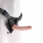 Страпон Harness со съемной насадкой на регулируемых ремнях King Cock 7 - телесный - 17,8 см