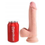 Суперреалистичный упругий и гибкий фаллоимитатор c присоской и мошонкой King Cock Plus 7,5