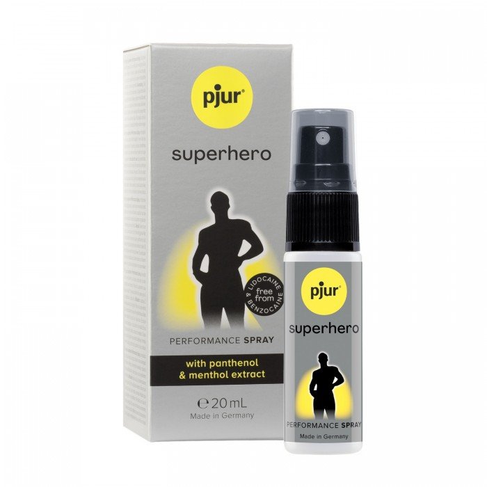 Пролонгирующий мужской спрей Pjur Superhero Performance Spray с экстрактом листьев мяты - 20 мл Пролонгирующий мужской спрей Pjur Superhero Performance Spray с экстрактом листьев мяты - 20 мл